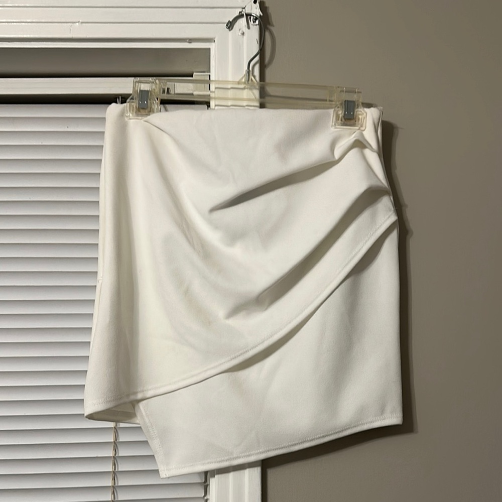 Blue Blush Cream Asymmetrical Wrap Mini Skirt
